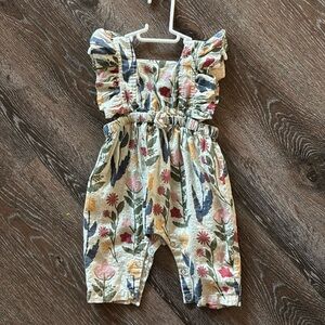 Pink Chicken Floral Ruffle One-Piece‎ - Multicolor